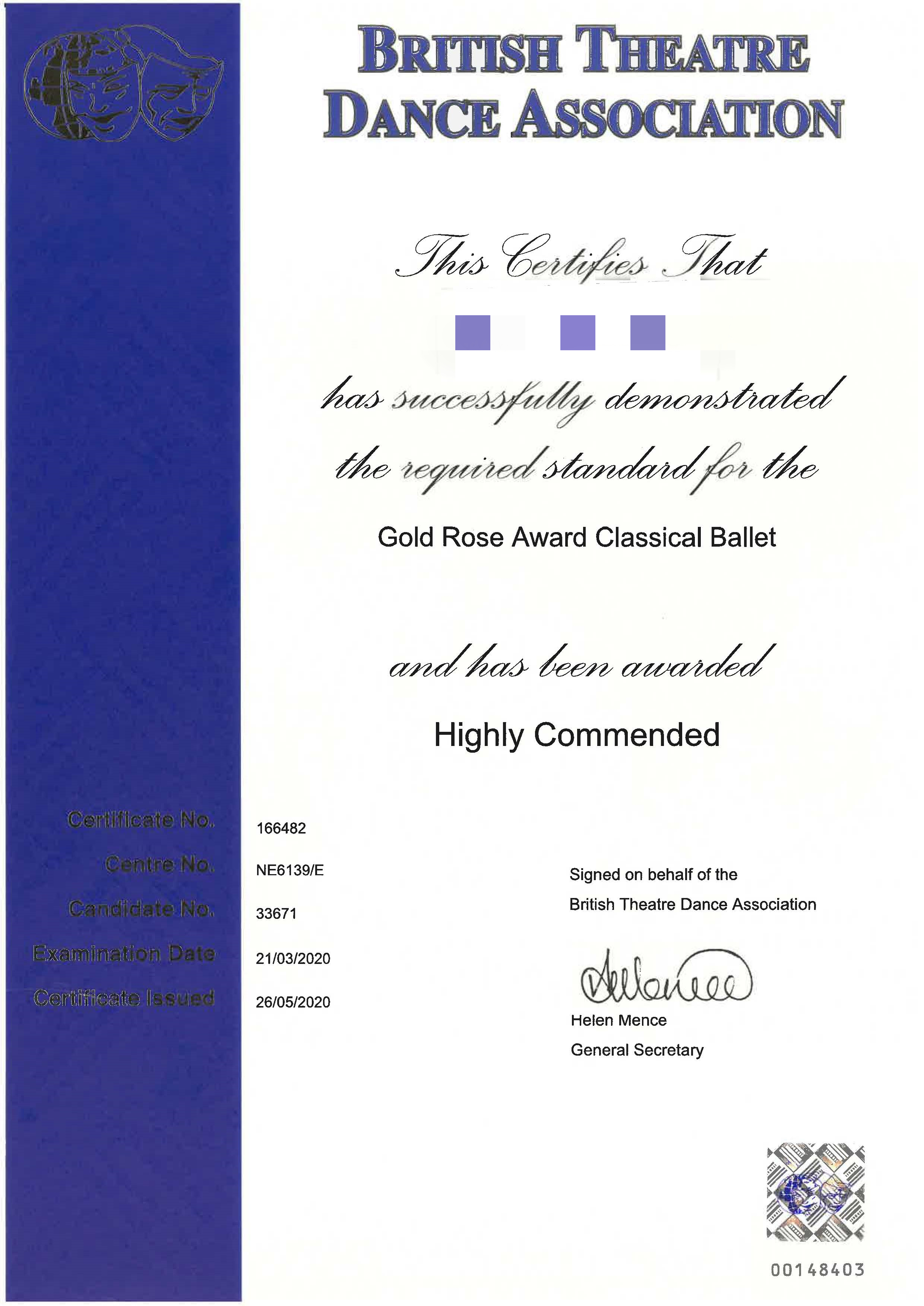 BTDA Certificate