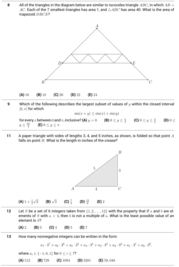 American Mathematics Competitions (AMC12) A* Seeder Challenges